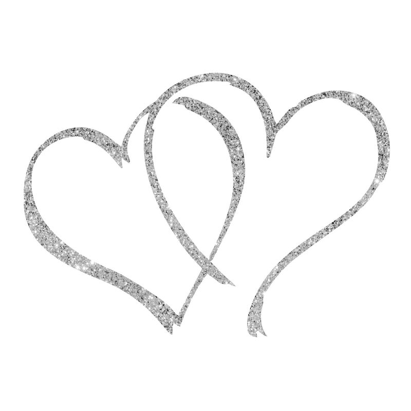 Bargain Max Decals Two Glitter Hearts Silver Window Laptop Car Sticker 3""